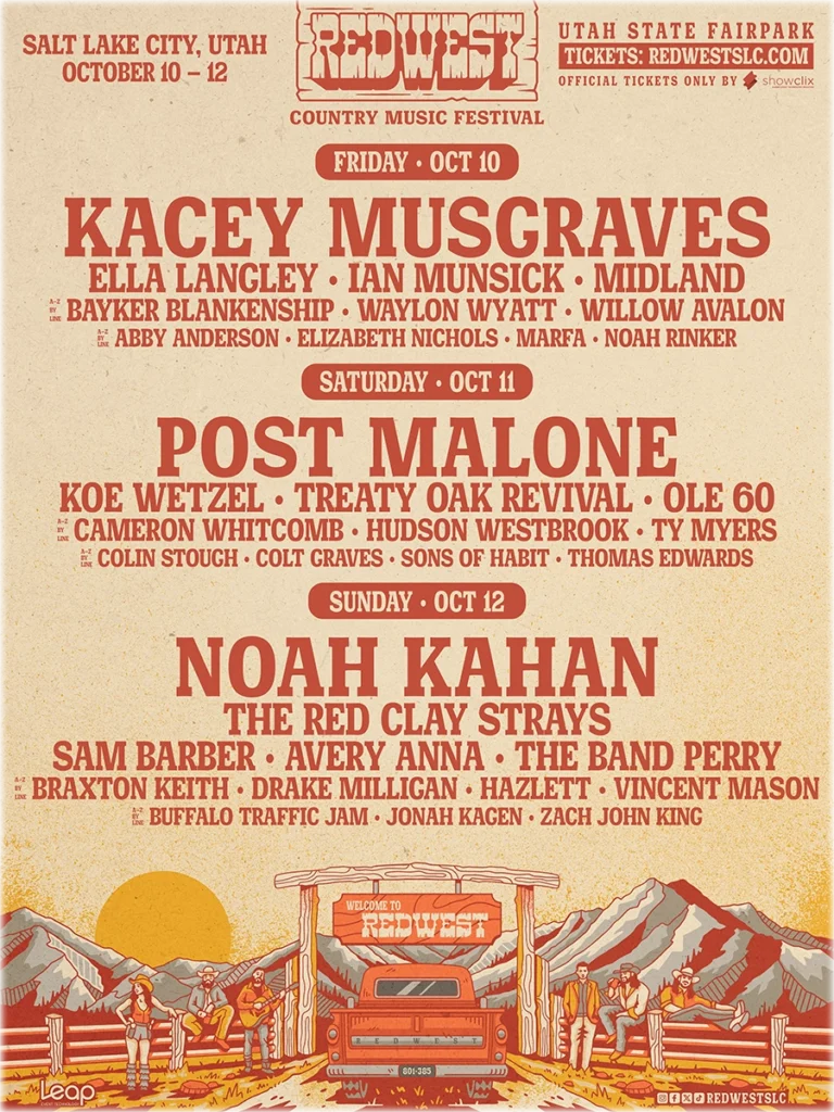REDWEST Country Music Festival 2025 Flyer - Salt Lake City, UT
